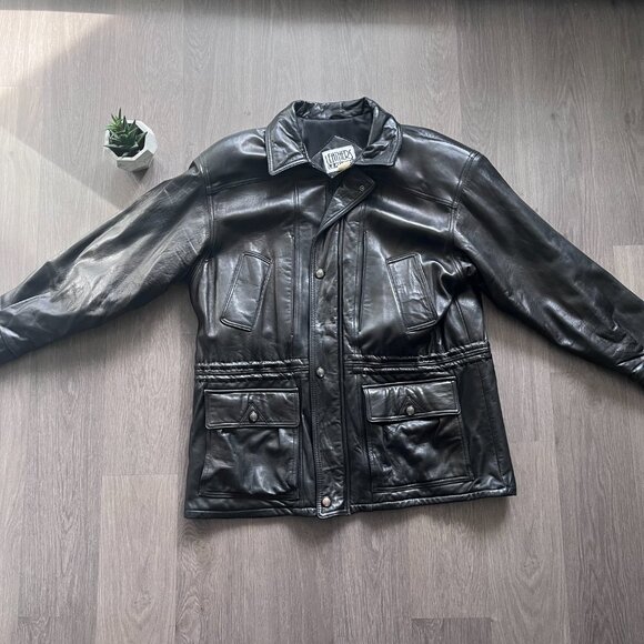 VINTAGE Leathers Leathers Black 100% Genuine 3/4 Length Leather "Car" Coat - Picture 9 of 15